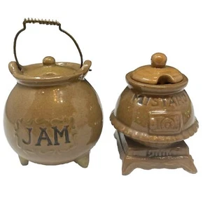Tarro de mesa vintage de cerámica para mermelada y mostaza. - Imagen 1 de 12