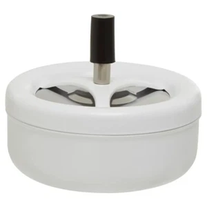 Matte White Large Spinning Ashtray Novelty Cigarette Odours Smoking Retro Metal - Picture 1 of 1