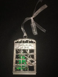 GANZ Pewter tone metal window ornament tree bird Dashing Through the Snow - Picture 1 of 4