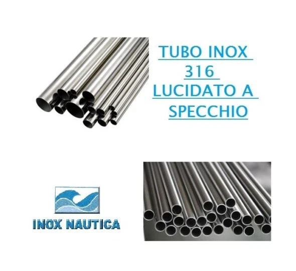 TUBO TONDO Ø 22mm X 1,2mm BARRA ACCIAIO INOX AISI 316 LUCIDATO A SPECCHIO - Immagine 1 di 1