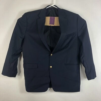 Mens 46L Ralph Lauren Blazer 2 Gold Button Sport Coat Suit Jacket Navy Blue Wool - Image 1 of 4