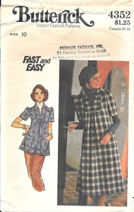 Vintage 1970's Uncut Butterick Sewing Pattern # 4352 Misses Dress & Top Size: 10 - Picture 1 of 2