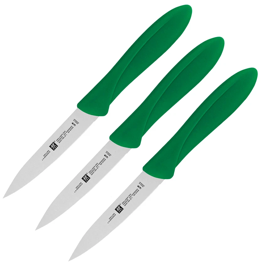 PACK de 3 cuchillos de cocina gemelos Henckels hoja de acero inoxidable de 4" de plástico Foto 1 de 1