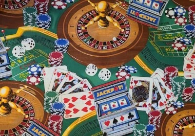 1yd x 42" 100% algodón, tesoros atemporales, apuestas, cartas, dados Foto 1 de 3