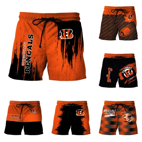 Cincinnati Bengals Mens Drawstring Swim Trunks Summer Beach Workout Board Shorts Cover