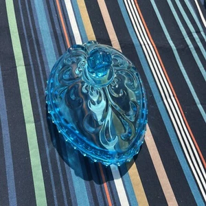 TIARA INDIANA GLAS BLAU HERZOGIN EIFÖRMIG BONBONIERE nur Deckel - Bild 1 von 4