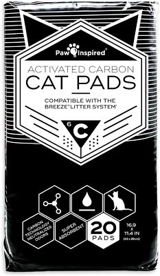 PERITAS 20 Count Disposable Black Cat Litter Pads For Tidy Cats Breeze Ultra Absorbent
