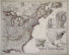 Stati Uniti Oststaaten Originale Incisione Acciaio Landkarte Bibl. Inst. 1866
