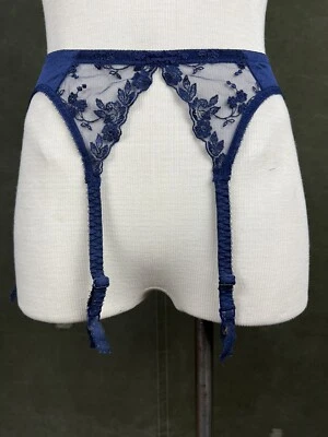 Vintage Christian Dior Intimates Lace Garter Belt 4651 Navy Logo Small boudoir  - Image 1 of 4