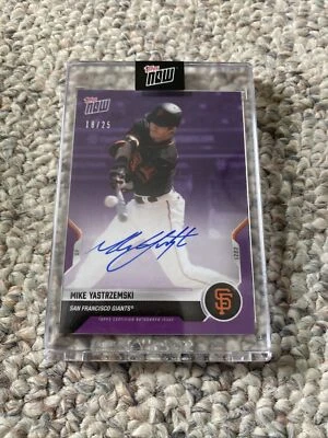 2021 TOPPS NOW ROAD TO OPENING DAY MIKE YASTRZEMSKI ON-CARD AUTO #18/25 PURPLE - Image 1 of 3