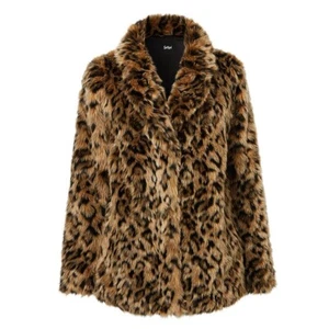 Vintage Sportsgirl – Leopard Faux Fur Coat – Size 10 AU/UK - Picture 1 of 9