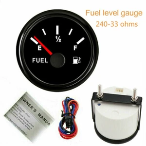 Medidor de nivel de combustible negro 52 mm 240-33 ohmios para automóvil camión marino UTV 9-32VDC STOCK EN EE. UU. - Imagen 1 de 5