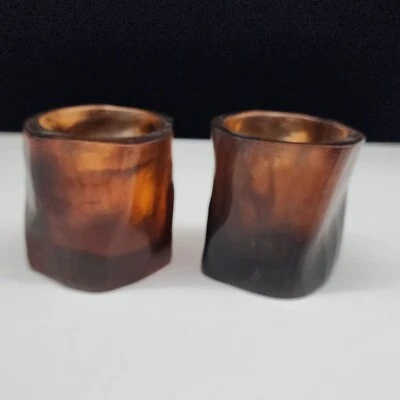 Handcrafted Wavy Amber Resin Tealight Candle Holders With Texture Foto 1 de 4