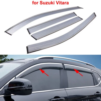 Deflector de visera de ventana de coche protectores de lluvia moldura cromada para Suzuki Vitara 2015-2026 Foto 1 de 4