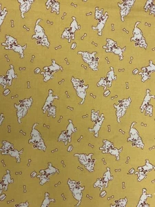 30’s REPRODUCTION STORYBOOK CLASSICS GIVE A DOG A BONE COTTON FABRIC Yellow - Picture 1 of 2