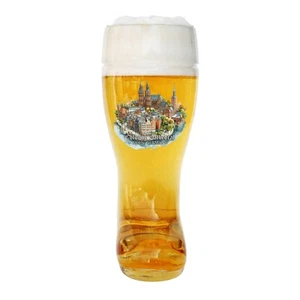 Bota de cerveza de vidrio Das Boot Colonia Catedral 1,35 L Oktoberfest Alemania Bierdeckel - Imagen 1 de 8