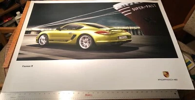 2011 Porsche Cayman R Dealer Showroom Poster Print Advertising Ad Green 30"x40" - Image 1 of 4