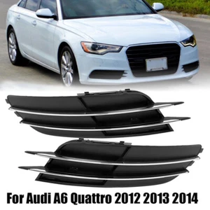 2pcs Front Bumper Fog Light Cover Grille Frames For Audi A6 Quattro 2012 13-2014 - Picture 1 of 14