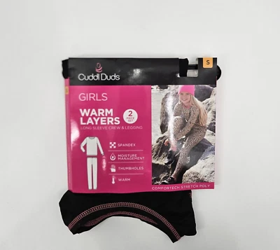 Cuddl Duds CAPAS CÁLIDAS 2 Piezas Niñas Talla Pequeña 6/6X Capa Base Negro y Rosa NUEVO Foto 1 de 4