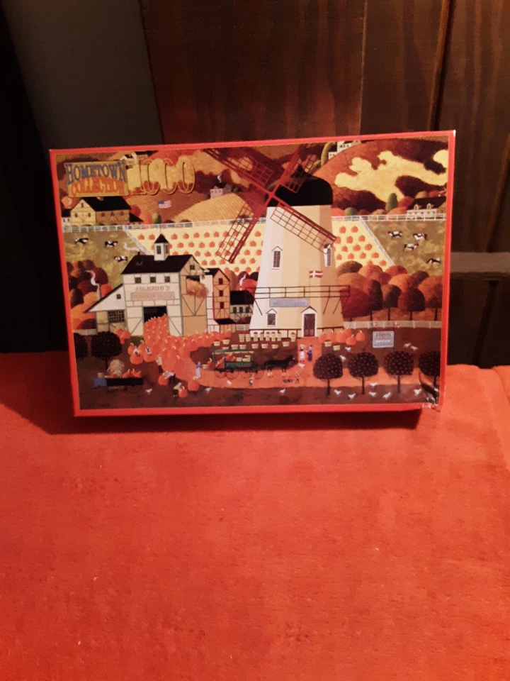 VINTAGE HOMETOWN COLLECTION 1000 PC (RoseArt ) 2000 PUMPKIN PICKING PRE-OWNED - Image 1 of 1