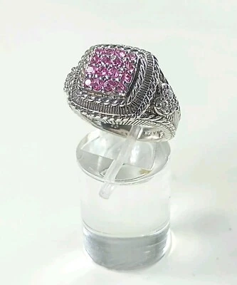 Anillo Judith Ripka Plata de Ley Cristal Rosa y Diamonique - Talla 6 Foto 1 de 4