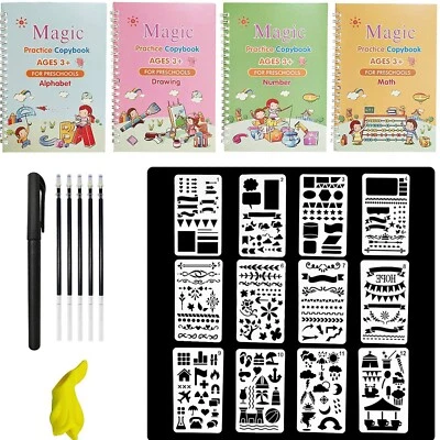 QLASH Children's Magic Copybooks, Reusable Practice Copybook Grooved for Kids Gift NEW