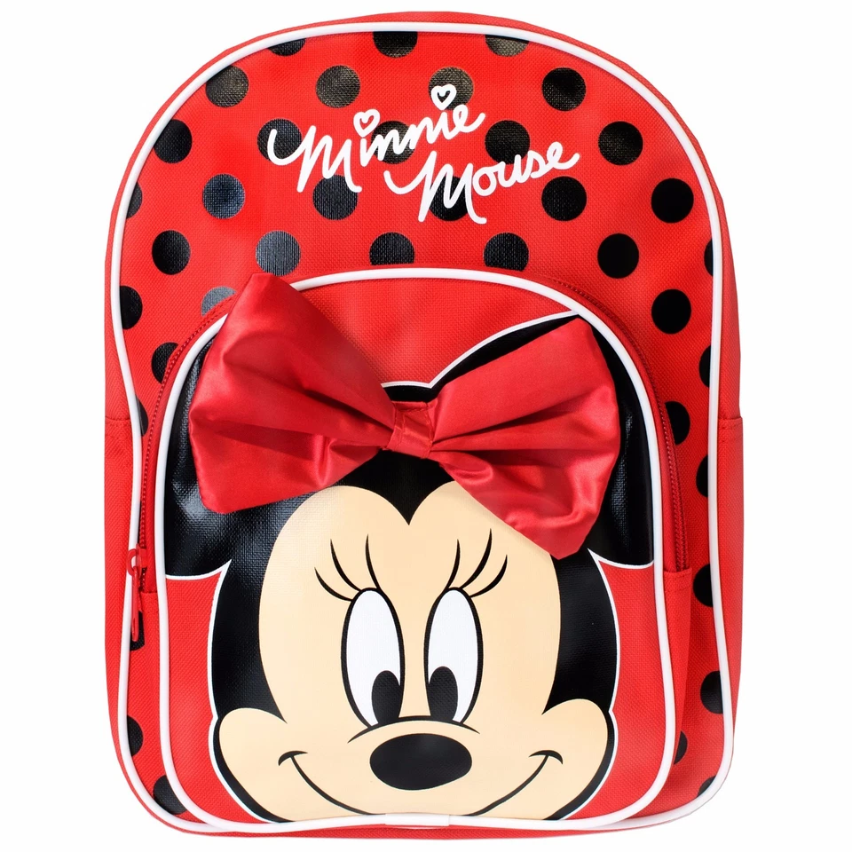 Minnie Mouse Backpack Kids Girls School Bag Rucksack Red Bow Polka Dot Childrens - Image 1 of 3
