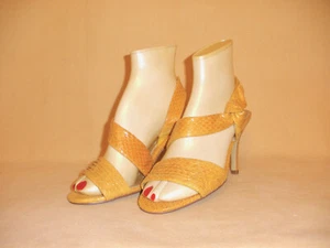 Marigold Yellow Snakeskin Sandal High Heel Shoes by Nina - New Size 7 1/2 EUR 37 - Picture 1 of 9