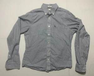 Abercrombie Fitch LS Hemd Herren M weiß und blau gestreift Muscle Button Down - Bild 1 von 5