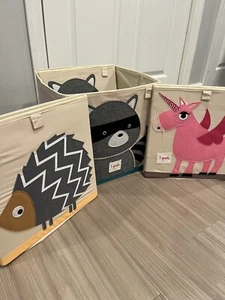3 Sprouts Children’s Foldable Fabric Bin Cubes - 4 Total - 13x13x13 Cubes - Picture 1 of 6