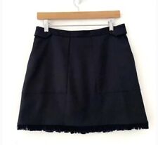 Zadig & Voltaire Womens Navy Woven Fringed Cotton Mini Skirt xs/34 Juda Frange