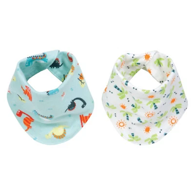 Trend Lab Dinosaur 2 Pack Reversible Flannel Bandana Bib Set - Image 1 of 3