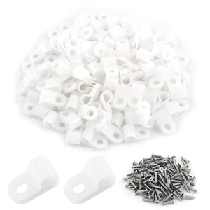 100 Pack R-Type White Wire Clamp 3/16 Inch Nylon Clip Cable Fastener Wire Cla... - Picture 1 of 7
