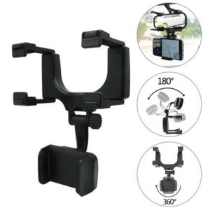 Car Rear View Mirror Mount Smartphone Stand Holder Cradle For Mobile Phone - Picture 1 of 2