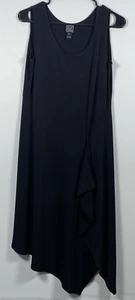Clara Sun Woo Shift Dress Midi Women's Size M Black Sleeveless Asymmetrical Hem - Picture 1 of 5