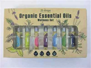 21 Drops Organic Essential Oils Wellness Set - 0.27 FL OZ Roll Ons 7 Blends New - Picture 1 of 2