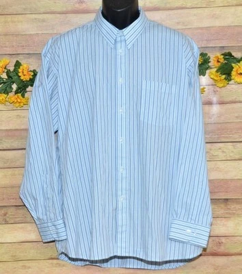 Vintage Oscar de la Renta Blue Striped Dress Shirt Size 18.5 34/35 Career Pocket - Image 1 of 4