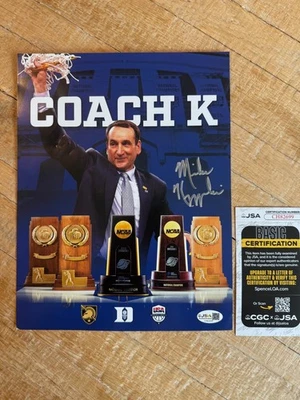 MIKE KRZYZEWSKI Signed Autograph 8.5x11 Photo NCAA Basketball Coach K DUKE JSA - Image 1 of 4