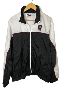 Vtg 90s FILA Black/White Windbreaker Jacket Logo Streetwear Skater Rapper Men XL - Picture 1 of 15