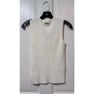 Camiseta sin mangas Michael Kors marfil sin mangas acanalada tejida elástica talla S nueva con etiquetas - Imagen 1 de 8