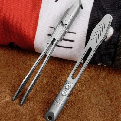 Titanium Alloy Mini Tweezers Keychain Outdoor Clamping Tool EDC Portable - Image 1 of 4