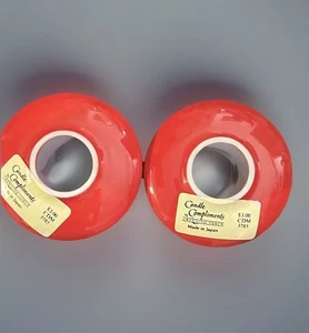 Candle Compliments Small Round Red Taper Candle Holder Set Gold Trim Japan 4” - Picture 1 of 5
