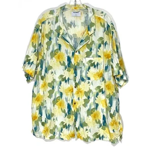 Old Navy gelb Blumen Knopf Camp Hemd Herren XXL Preppy Tropical Urlaub Frühling - Bild 1 von 6