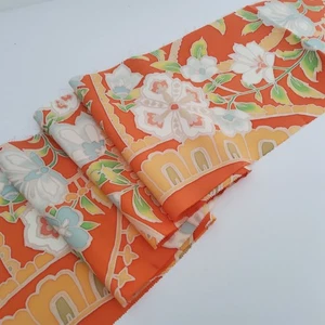 Orange Radiance #C 7x59 Vintage japanischer Kimono Seide Stoff Panel RT99 - Bild 1 von 7