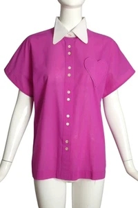 Blusa PIERRE CARDIN (ALTA COSTURA)-1995 Algodón Rosa S/S, Talla 8 - Imagen 1 de 4