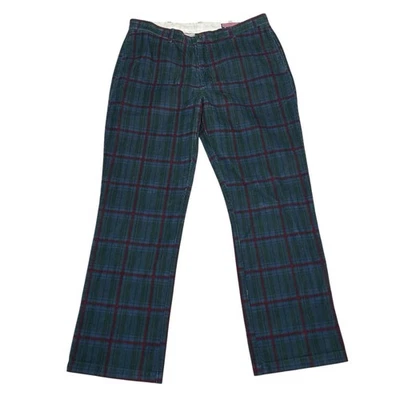Vineyard Vines Men’s Corduroy Plaid Tartan Trousers Pants 38x32 Retro Green Red - Image 1 of 4