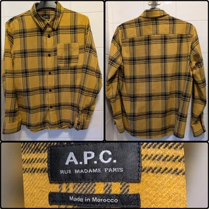 APC RUE MADAME PARIS Check Wool Blend Yellow Plaid Flannel Overshirt Men's Sz M - Picture 1 of 4