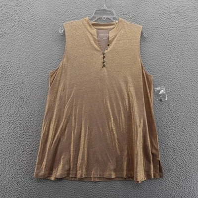 Camiseta sin mangas Soft Surroundings de lino dorado XL metálica para mujer NUEVA Foto 1 de 4