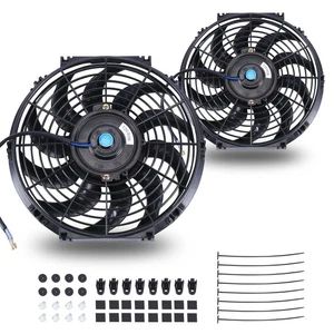 2pcs 12" Universal Slim Fan Push Pull Electric Radiator Cooling 80W Mounting Kit - Bild 1 von 8