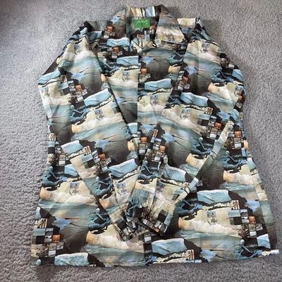 Vintage 70s  Joe Namath Arrow Shirt Men’s Large Beach Scene Print Disco Bikinis - Image 1 of 4